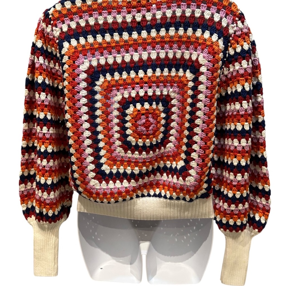 Farm Rio Multicolor Crochet Sweater Handmade Size Large NWT - Picture 11 of 16